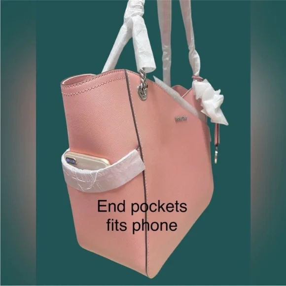 Michael Kors Saffiano Leather LX Tote Jet Set Series NWT Primrose Pink . - Picture 7 of 11